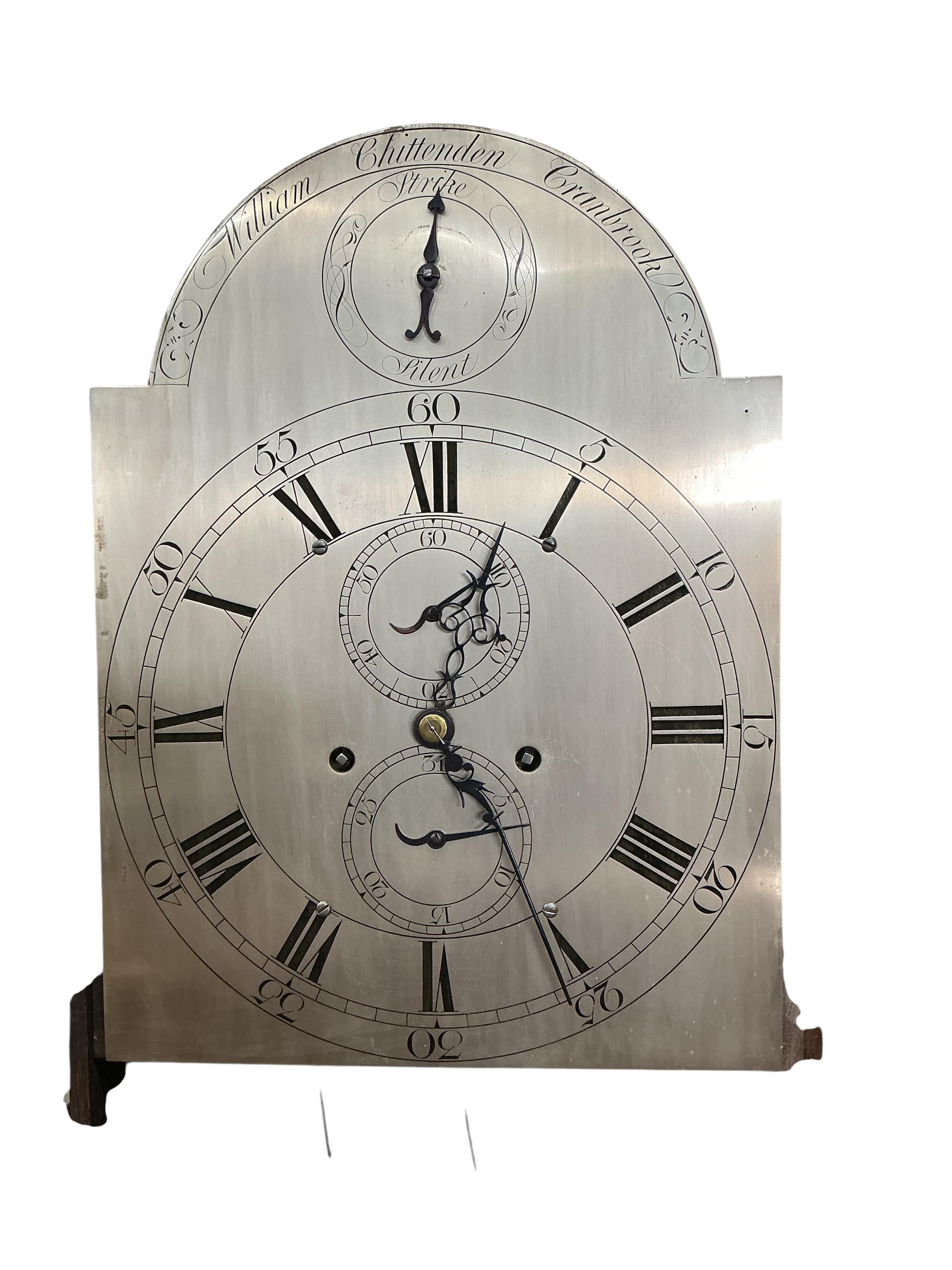 A 19th century light oak eight day longcase clock, marked William Chittenden, Cranbrook, height 213cm